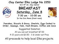Elks Breakfast on June 8