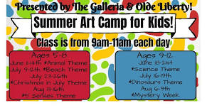Summer 2024 Art Camp for Kids! Sign up early to get discounts!
