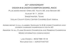 40th Anniversary Ogden 8 & Under Championship Barrel Race
