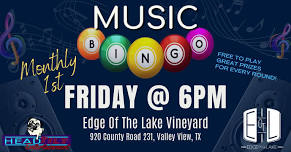 Monthly Music Bingo at Edge Of The Lake Vineyard