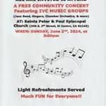All Invited to FREE Community Concert Featuring IVC Groups (Jazz Band, Singers, Chamber Orchestra)