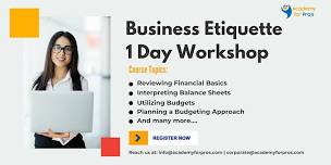 Business Etiquette 1 Day Workshop in Columbus[t], GA on May 22nd, 2024