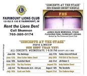 Concerts at the Stage Hosted by The Fairmount Lions Club