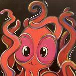 Neon Octopus (Ages 7+ small canvas presketch)