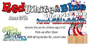 Parent Child Activity Kits To-Go - Red, White and Blue Surprise Bag