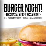 Tuesday Burger Night